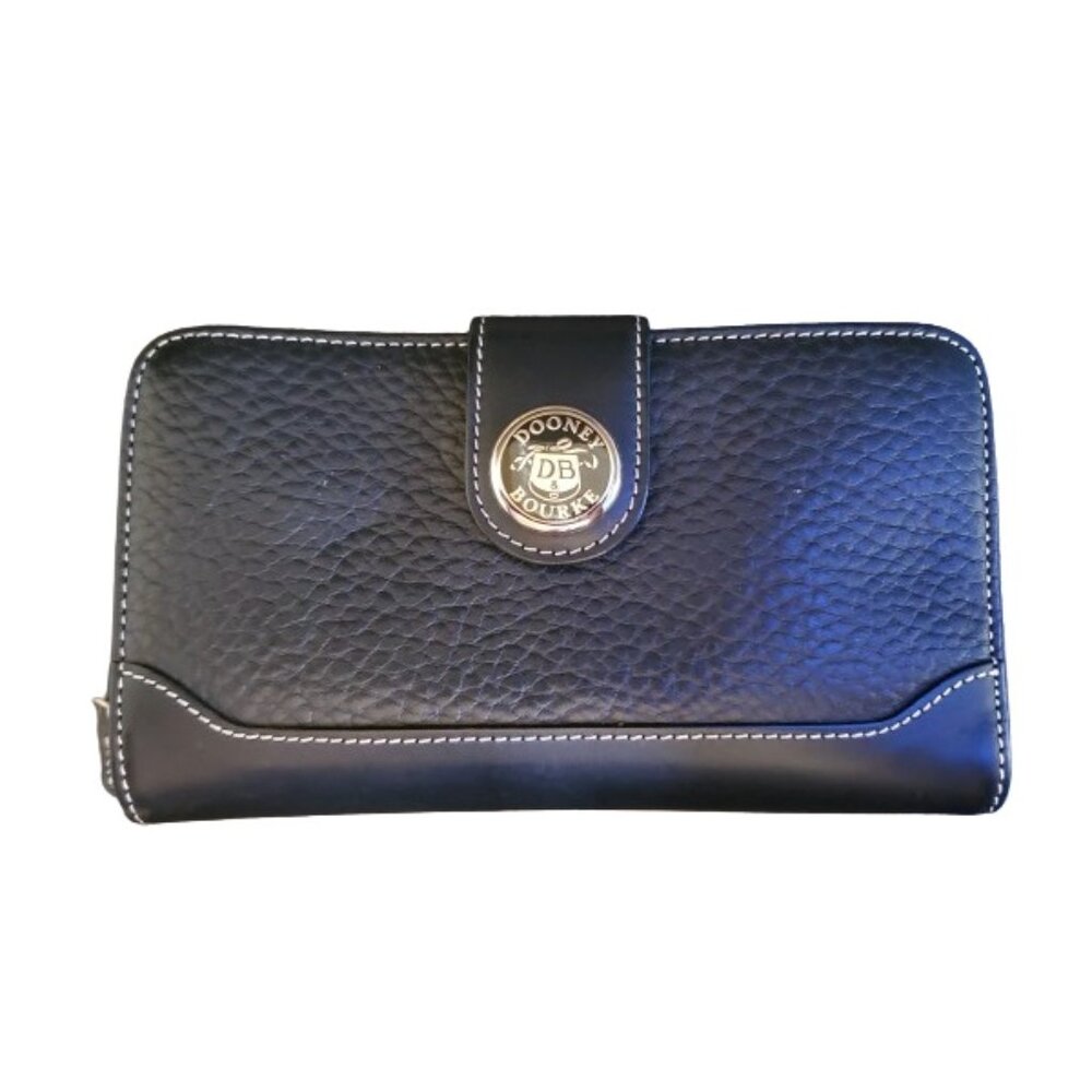 Dooney & Bourke Vintage Black Leather Organizer Wallet - Picture 1 of 4
